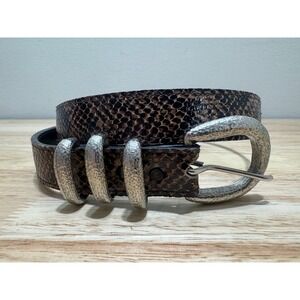 Vintage R Spencer Designs Small Snakeskin Belt Hammered Metal Buckle